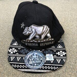 CALIFORNIA REPUBLIC Snapback Hat Men's Embroidered Cap Black Adjustable​